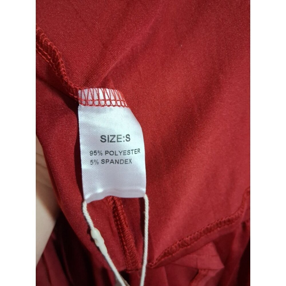 NWT Sexy Red Dress Deep V Neck High Slit Long Sleeve Party Dance Size Small - Picture 5 of 7